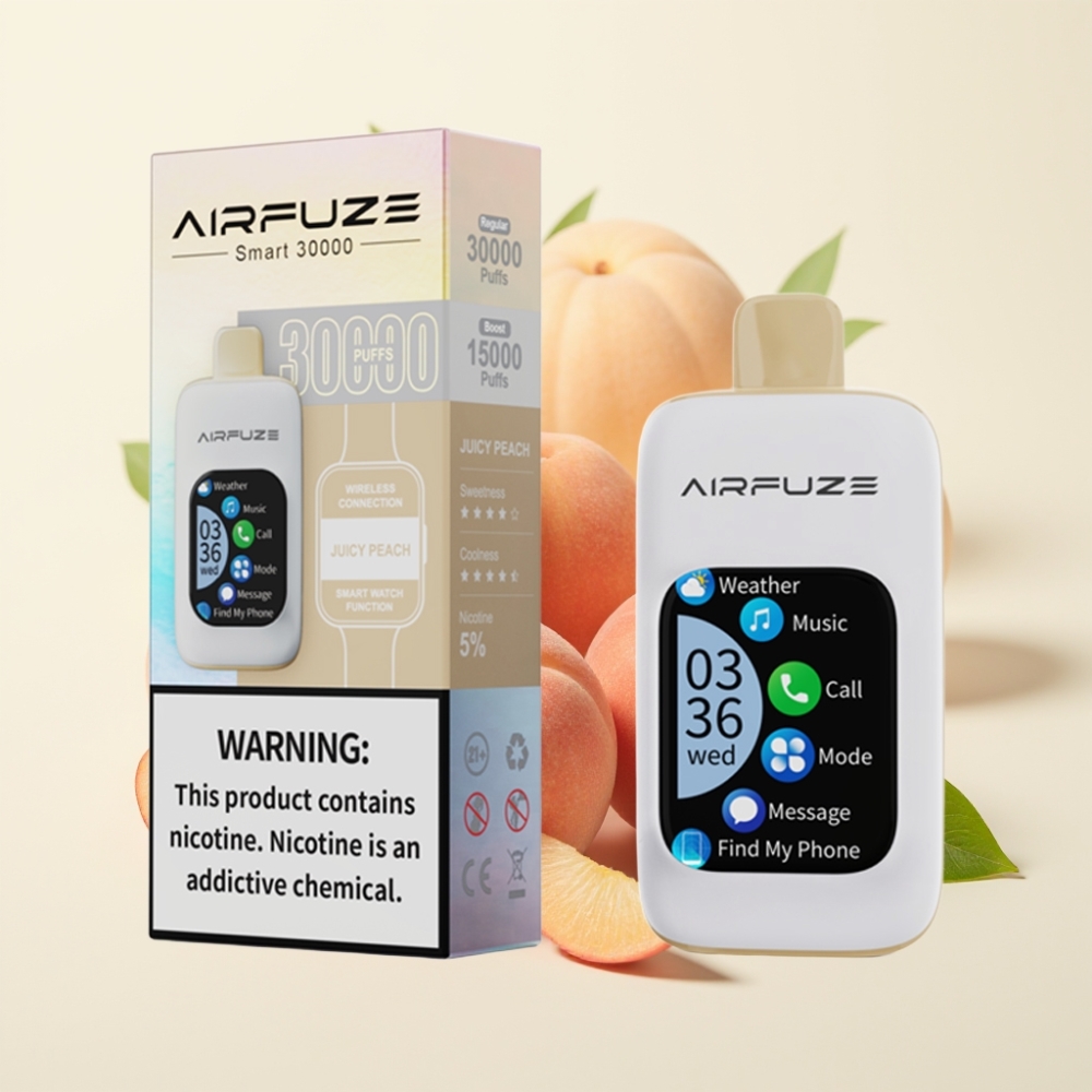 AirFuze Smart 30000 Puffs Disposable Vape Melocotón Jugoso y Pod con pantalla táctil