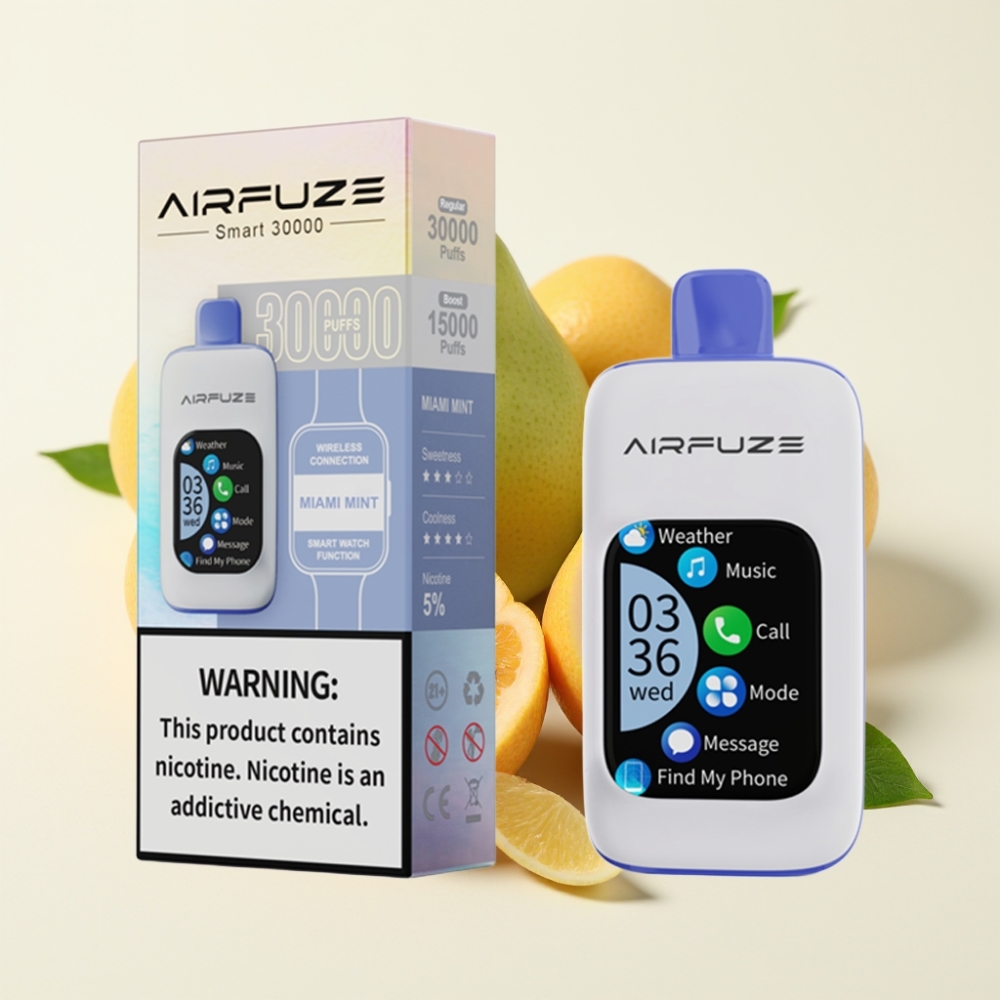 AirFuze Smart 30000 Puffs Disposable Vape Menta de Miami y Pod con pantalla táctil