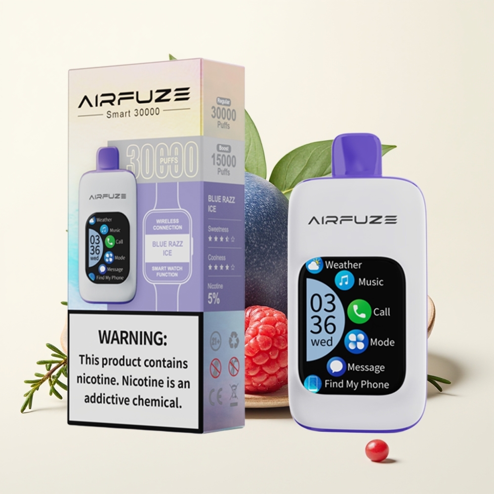 AirFuze Smart 30000 Puffs Pod Desechable Azul Frambuesa Hielo con Pantalla Táctil