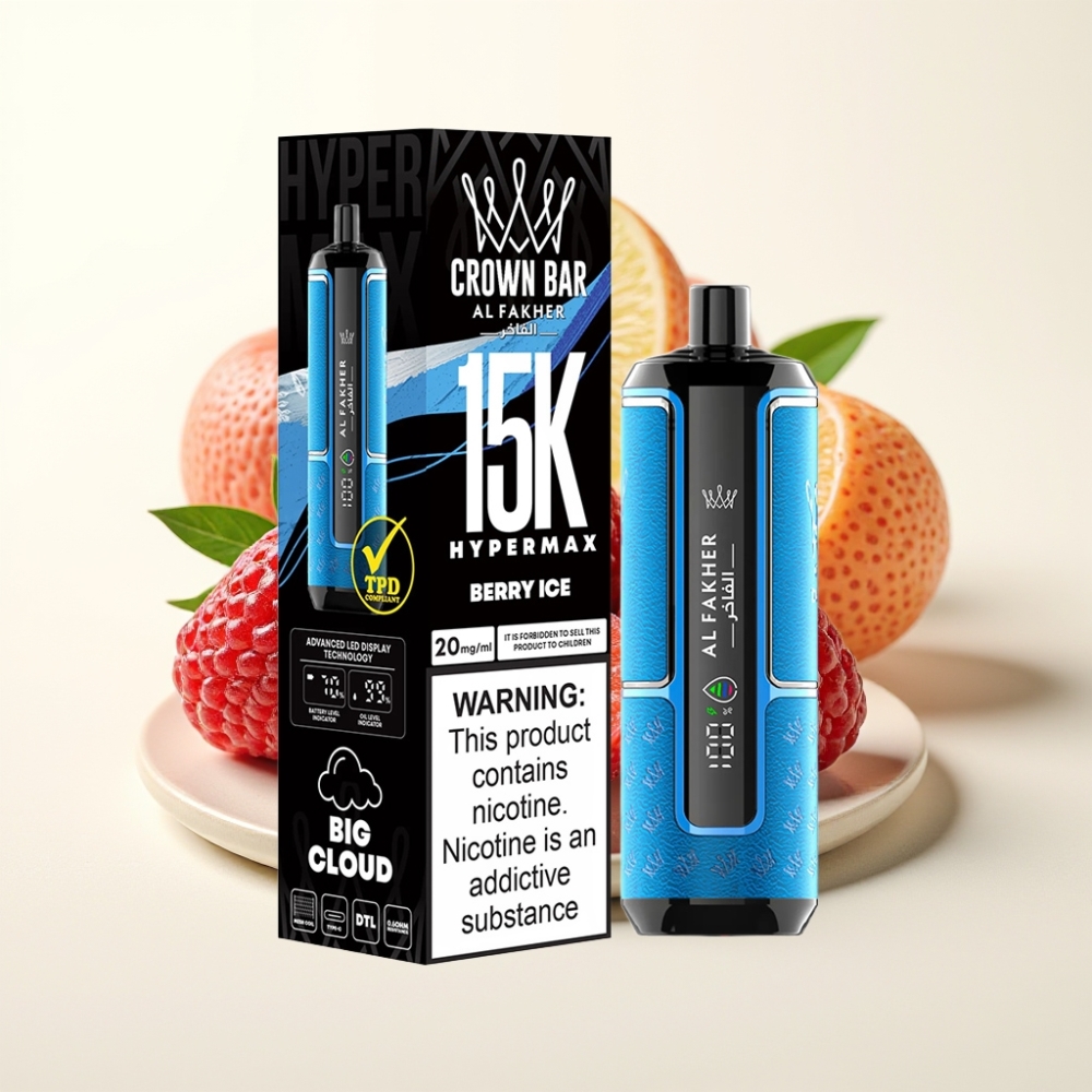 Al Fakher Crown Bar 15K Hypermax Desechable Vape Kit Baya Helada 22ml