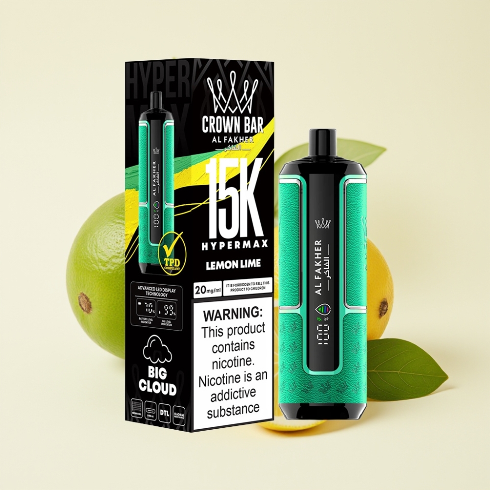 Al Fakher Crown Bar 15K Hypermax Desechable Vape Kit Limón Lima 22ml