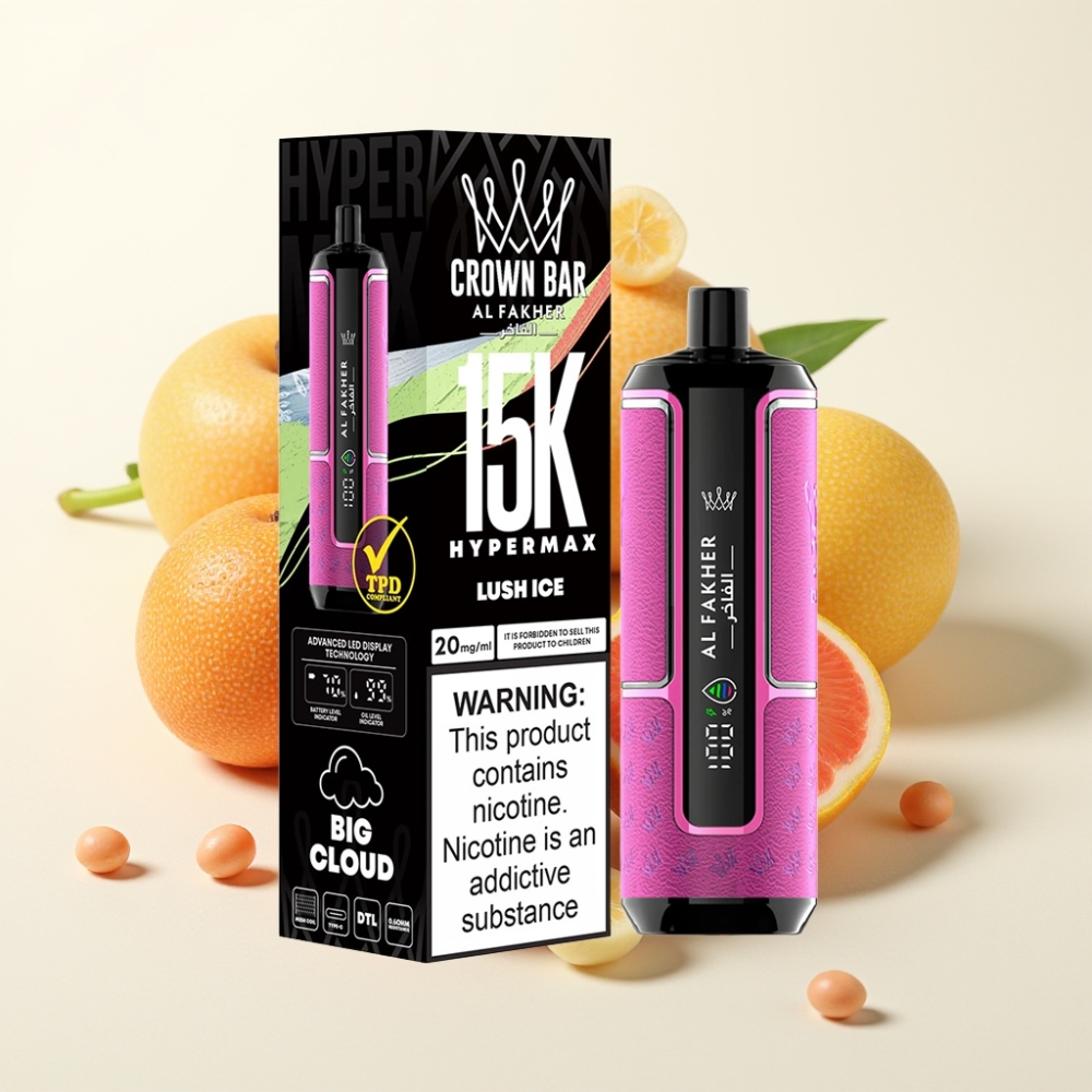 Al Fakher Crown Bar 15K Hypermax Desechable Vape Kit Lucho Hielo 22ml