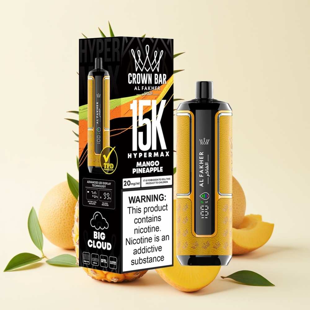 Al Fakher Crown Bar 15K Hypermax Desechable Vape Kit Mango Piña 22ml