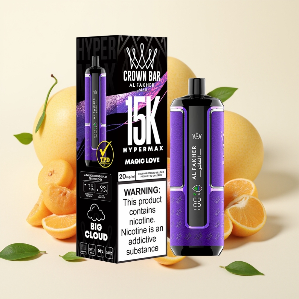 Al Fakher Crown Bar 15K Hypermax Kit Vape Desechable Amor Mágico 22ml 6mg