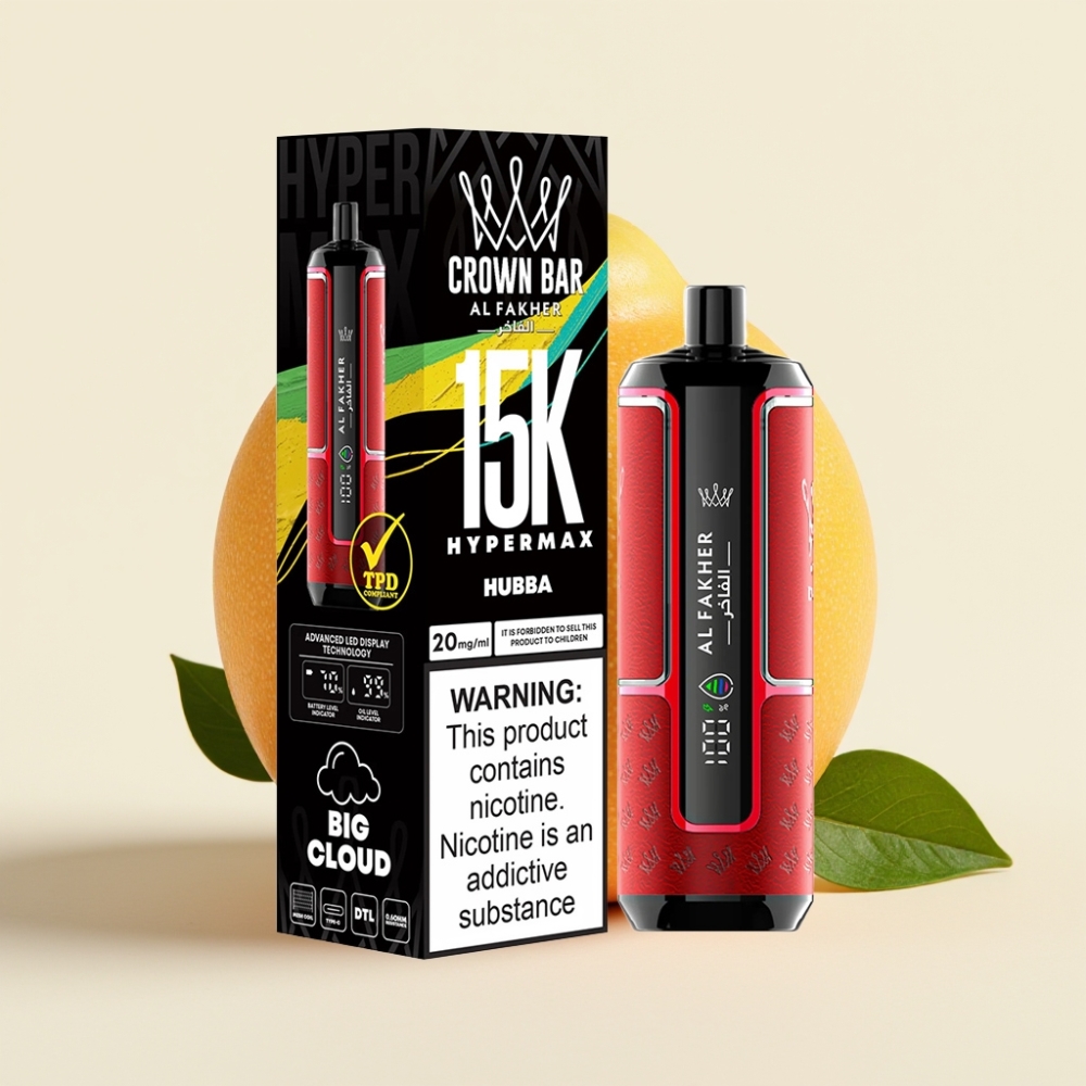 Al Fakher Crown Bar 15K Hypermax Vape Kit Desechable Hubba 22ml