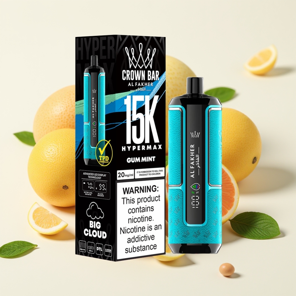 Al Fakher Crown Bar 15K Hypermax Vape Kit Desechable Menta Chicle 22ml 600mAh