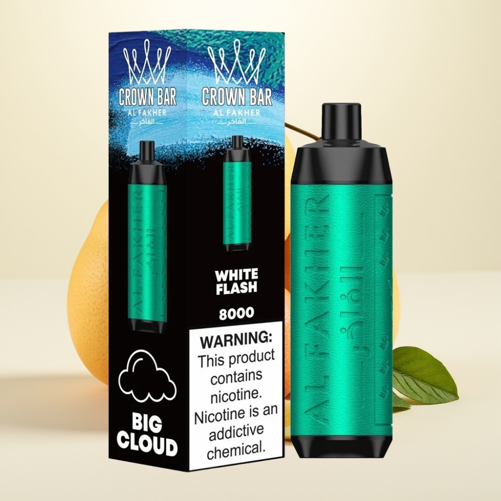 Al Fakher Crown Bar 8000 Crystal Destello Blanco Vape Desechable Crystal 18ml
