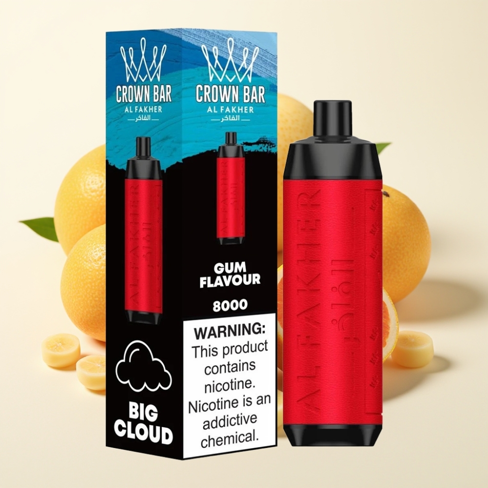 Al Fakher Crown Bar 8000 Crystal Vape Desechable Sabor Chicle con 18ml y 5mg