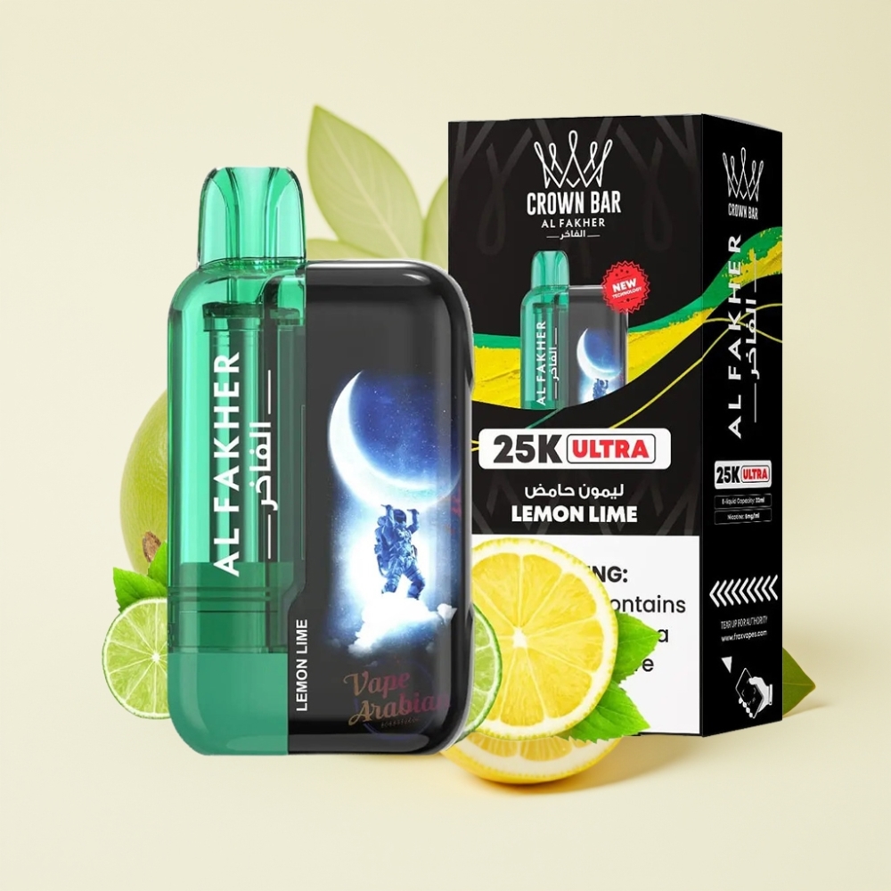 Al Fakher Crown Bar Ultra 25K Desechable Lima Limón con Pantalla LED y Tipo-C