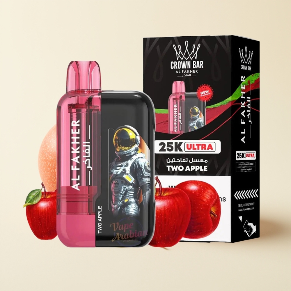 Al Fakher Crown Bar Ultra 25K Desechable Manzana Doble con Pantalla LED y Tipo-C