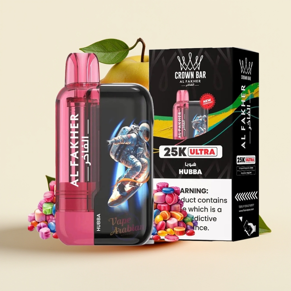 Al Fakher Crown Bar Ultra 25K Disposable Vape Hubba con Pantalla LED y Tipo-C