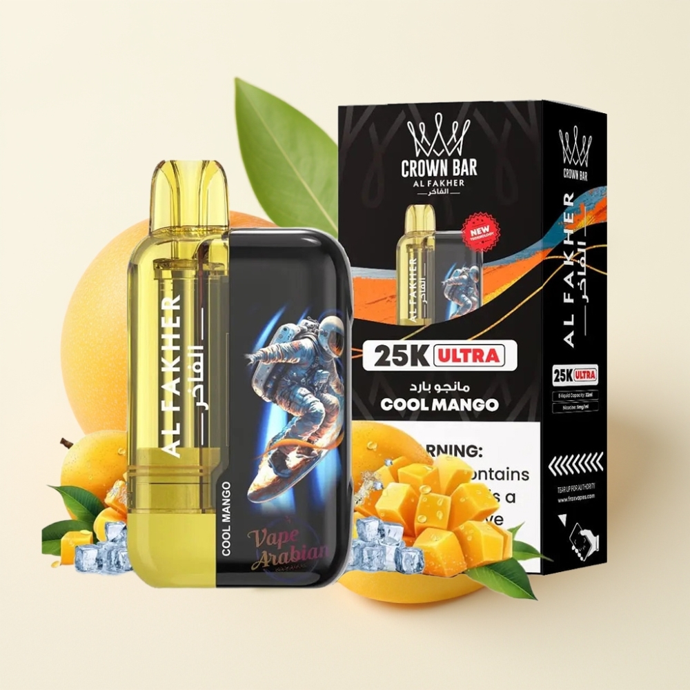 Al Fakher Crown Bar Ultra 25K Disposable Vape Mango Fresco con Pantalla LED