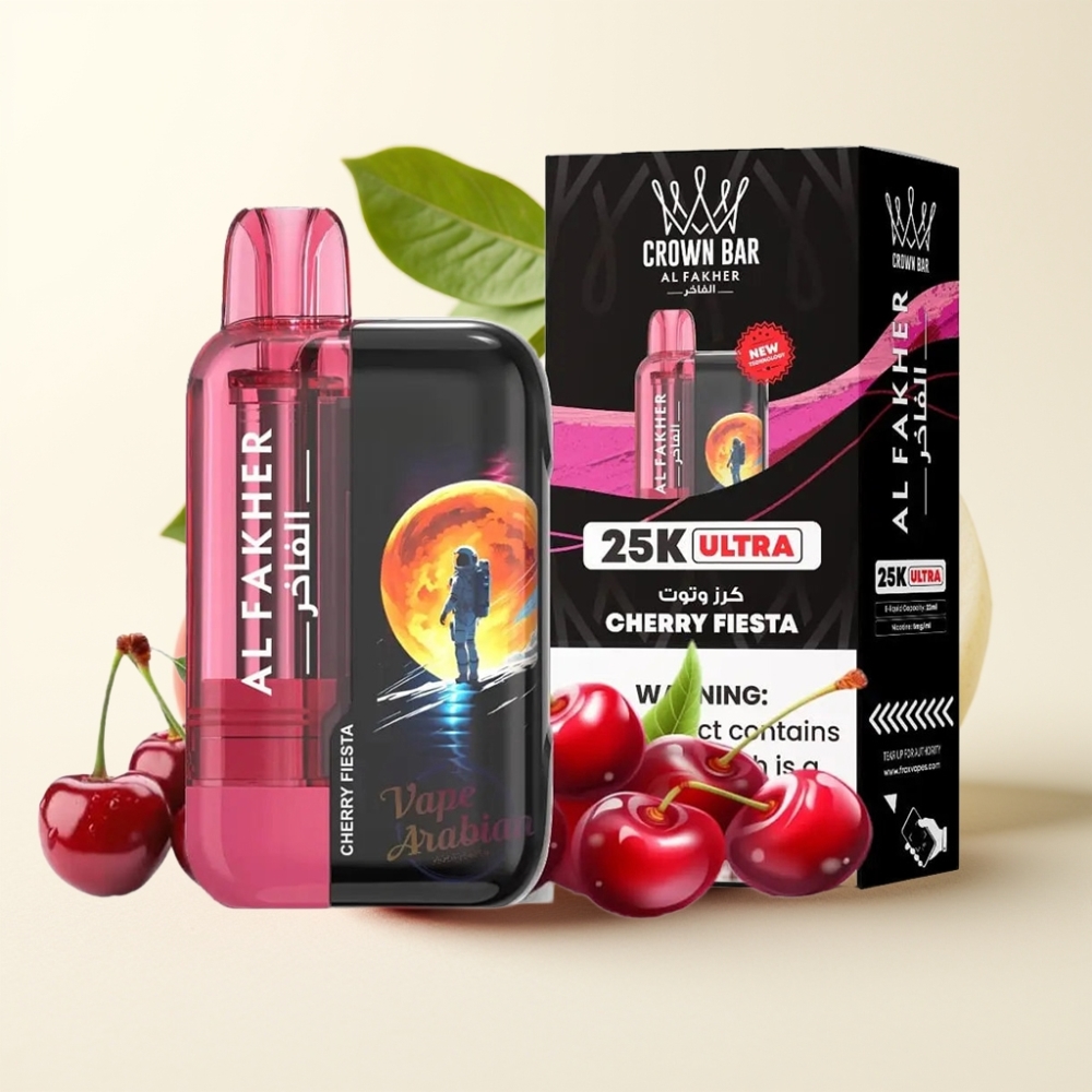 Al Fakher Crown Bar Ultra 25K Fiesta Cereza LED Display