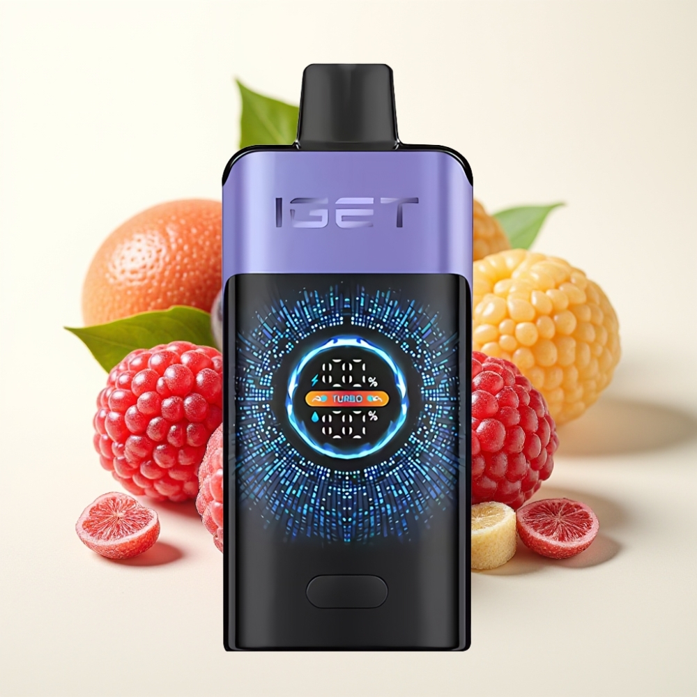 IGET ONE 12000 Puffs Desechable Frambuesa Uva Hielo Pantalla Curva Grande