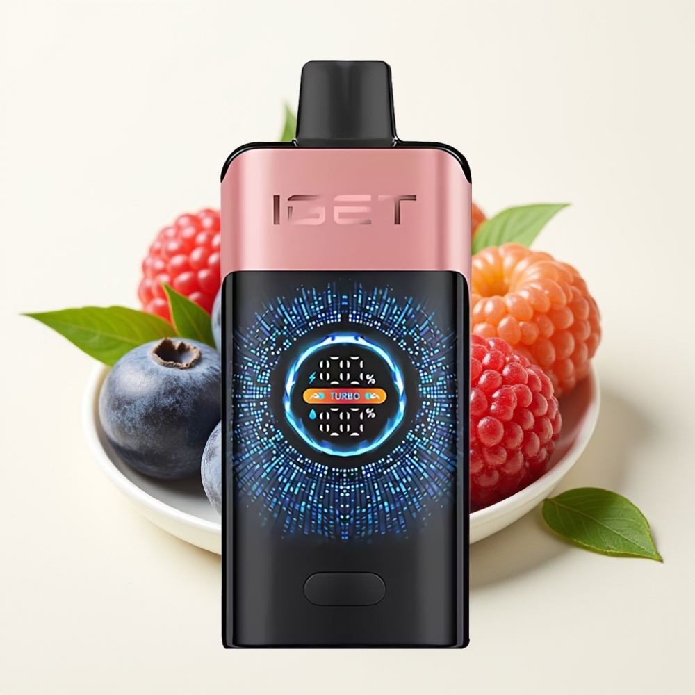 IGET ONE 12000 Puffs Desechable Vape Arándano Frambuesa con Pantalla Curva Grande y 2700 mAh