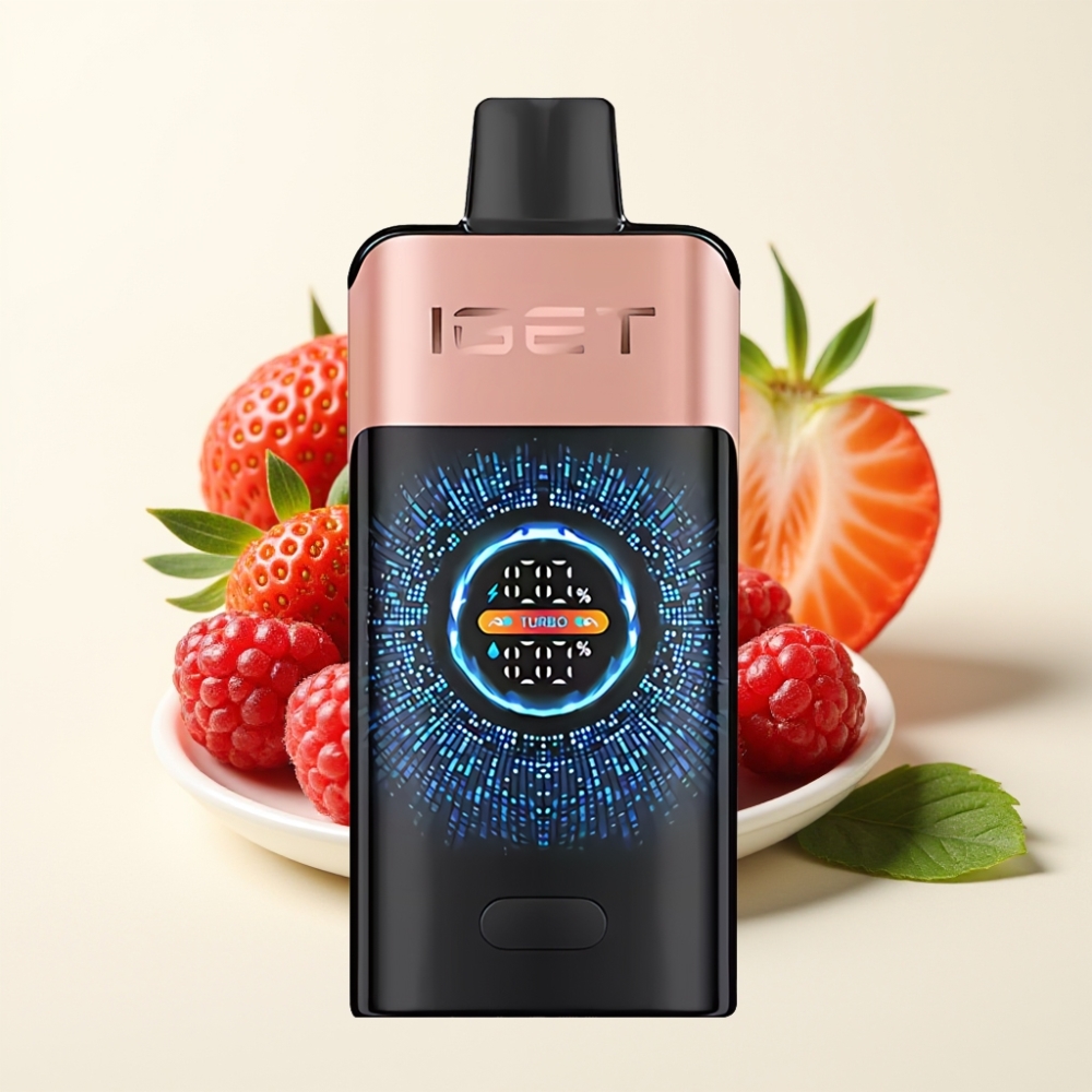 IGET ONE 12000 Puffs Vape Desechable Fresa Frambuesa con Pantalla Curva