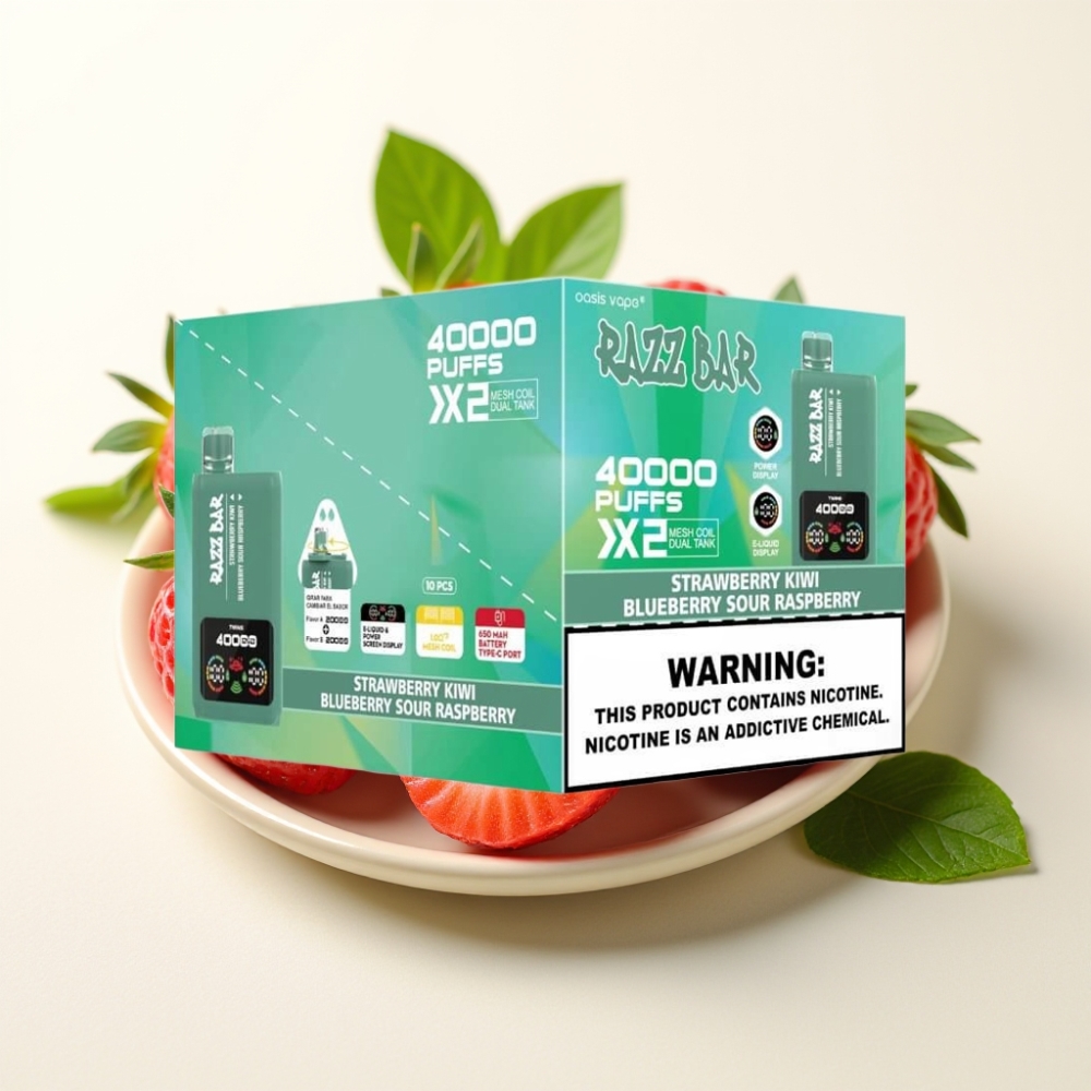 Razz Bar 40000 Puffs Fresa Kiwi & Arándano Frambuesa Ácida Pantalla de Potencia