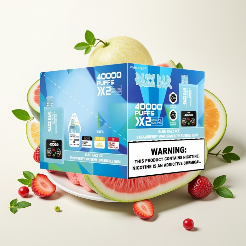 Razz Bar 40000 Puffs Pantalla Potencia BLUE RAZZ ICE-FRESA SANDÍA CHICLE