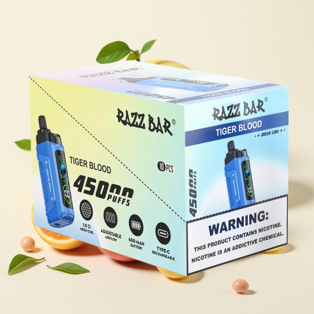 Razz Bar 45000 Puffs Batería 650 mAh Tipo-C Sabor Sangre de Tigre