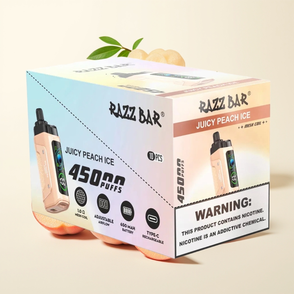 Razz Bar 45000 Puffs Desechable Durazno Jugoso Helado Tipo-C Recargable