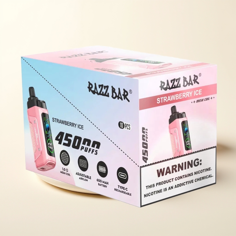 Razz Bar 45000 Puffs Fresa Helada con Batería 650mAh y Coil 1.0 Ohm