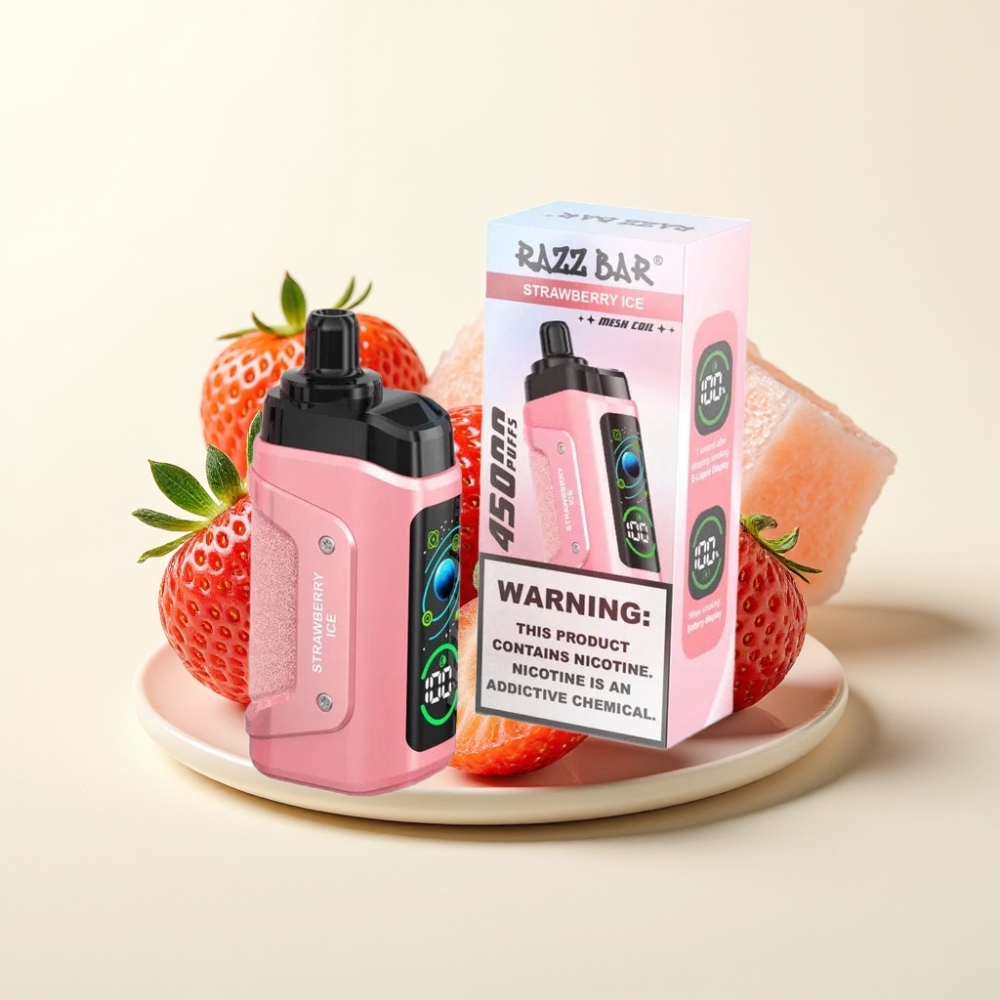 Razz Bar 45000 Puffs Fresa Helada con Batería 650mAh y Coil 1.0 Ohm