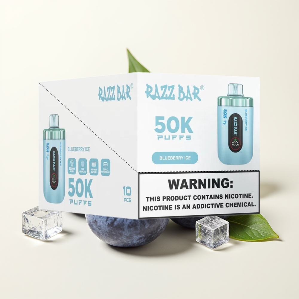 Razz Bar 50K Puffs Baya Azul Hielo Recargable Tipo-C