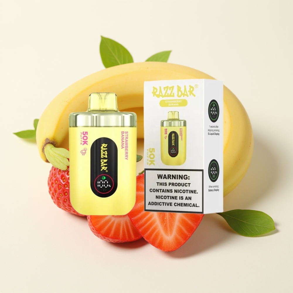Razz Bar 50K Puffs Desechable Fresa Plátano Tipo-C Recargable