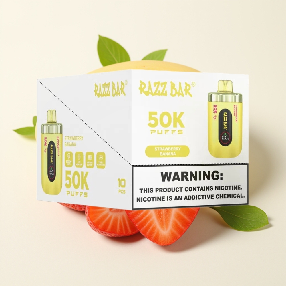 Razz Bar 50K Puffs Desechable Fresa Plátano Tipo-C Recargable