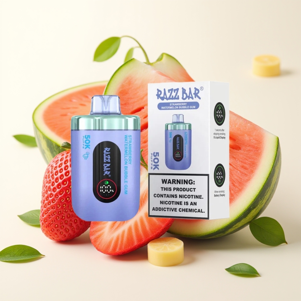 Razz Bar 50K Puffs Fresa Sandía Chicle Recargable Tipo-C