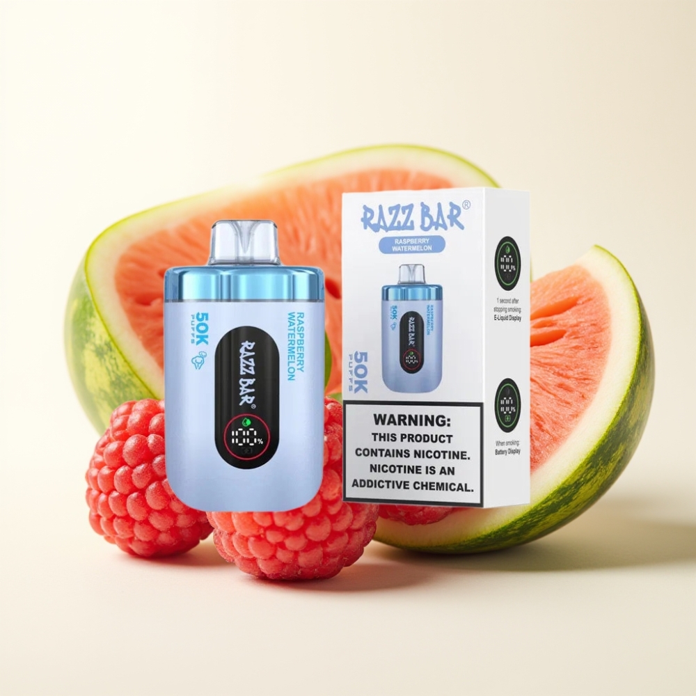 Razz Bar 50K Puffs Vape Desechable Frambuesa Sandía 1.0 Ohm Recargable