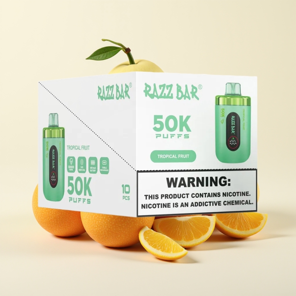Razz Bar 50K Puffs Vape Desechable Fruta Tropical con Batería 650mAh