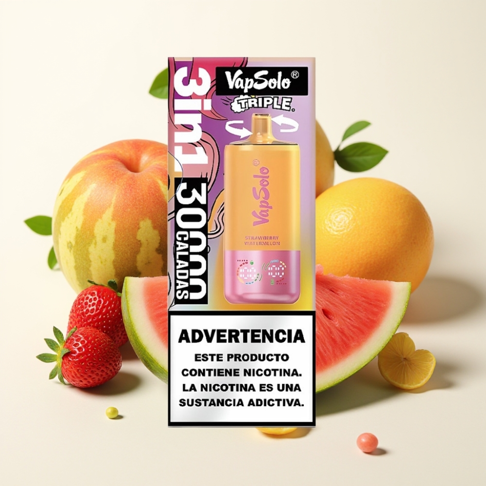 VapSolo Triple 30000 Puffs Fresa Sandía & Melocotón Limón 40ml
