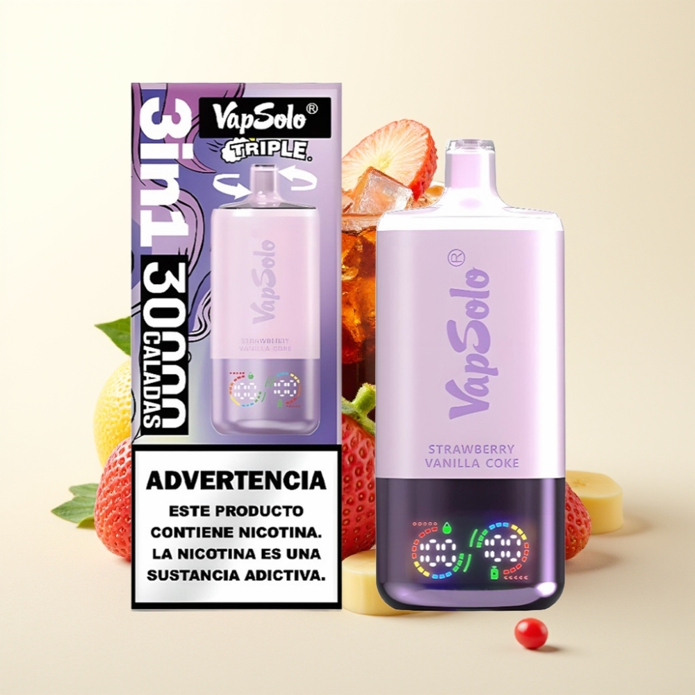 VapSolo Triple 30000 Puffs Fresa Vainilla Coca Desechable 40ml