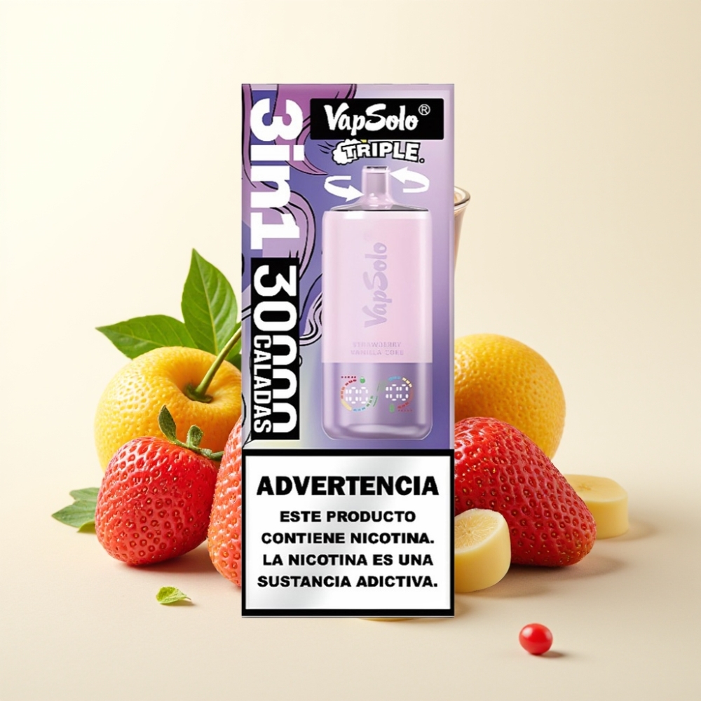 VapSolo Triple 30000 Puffs Fresa Vainilla Coca Desechable 40ml