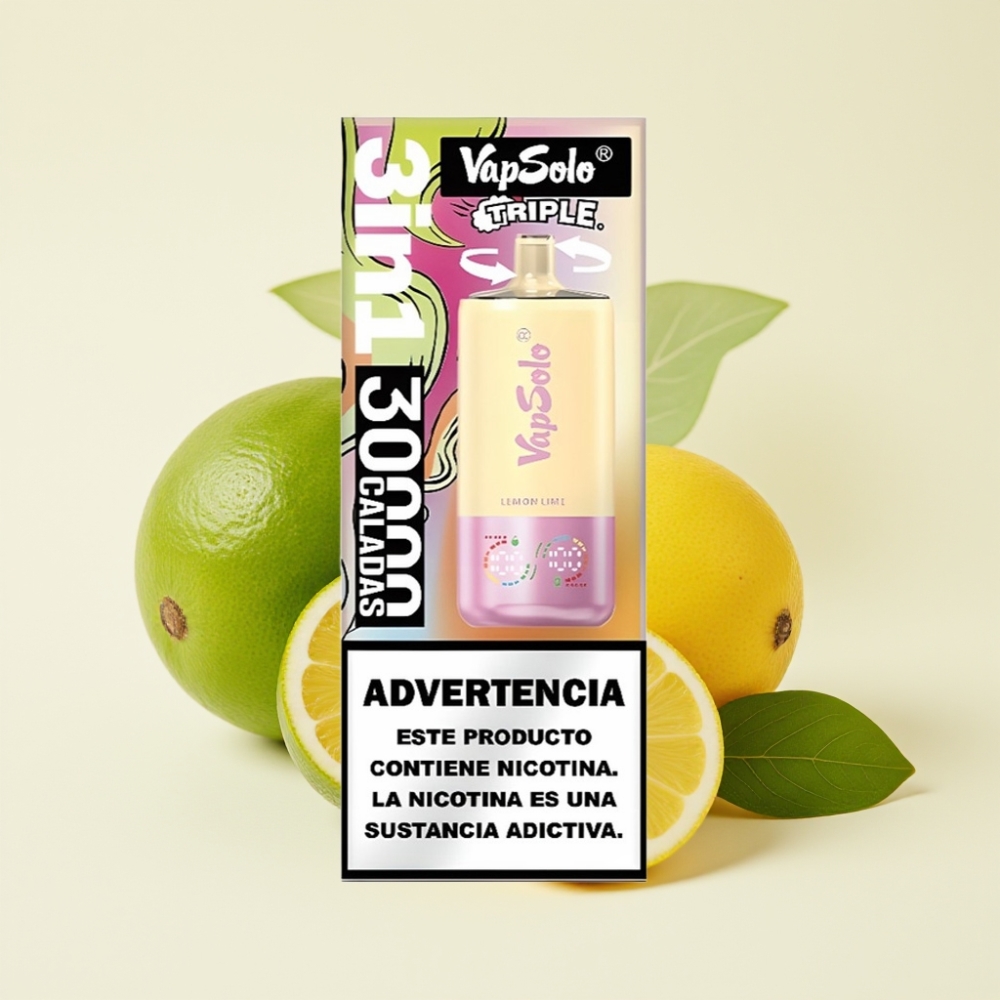 Vapsolo Triple 30000 Puffs Desechable Lima Limón 40ml