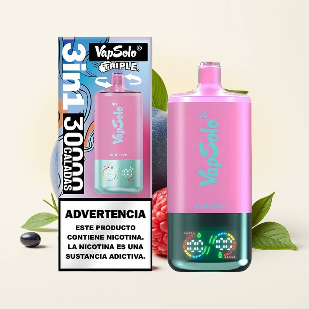 Vapsolo Triple 30000 Puffs Desechable Vape Arándano Azul y 40ml
