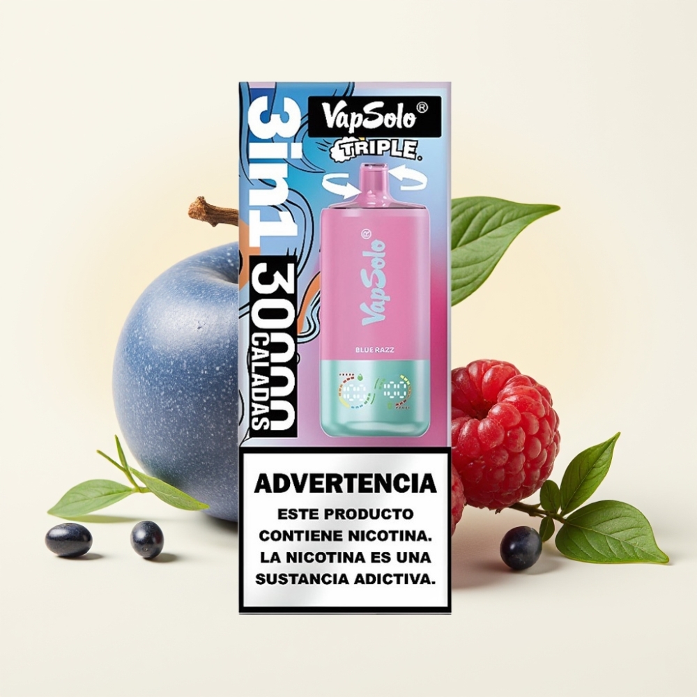 Vapsolo Triple 30000 Puffs Desechable Vape Arándano Azul y 40ml