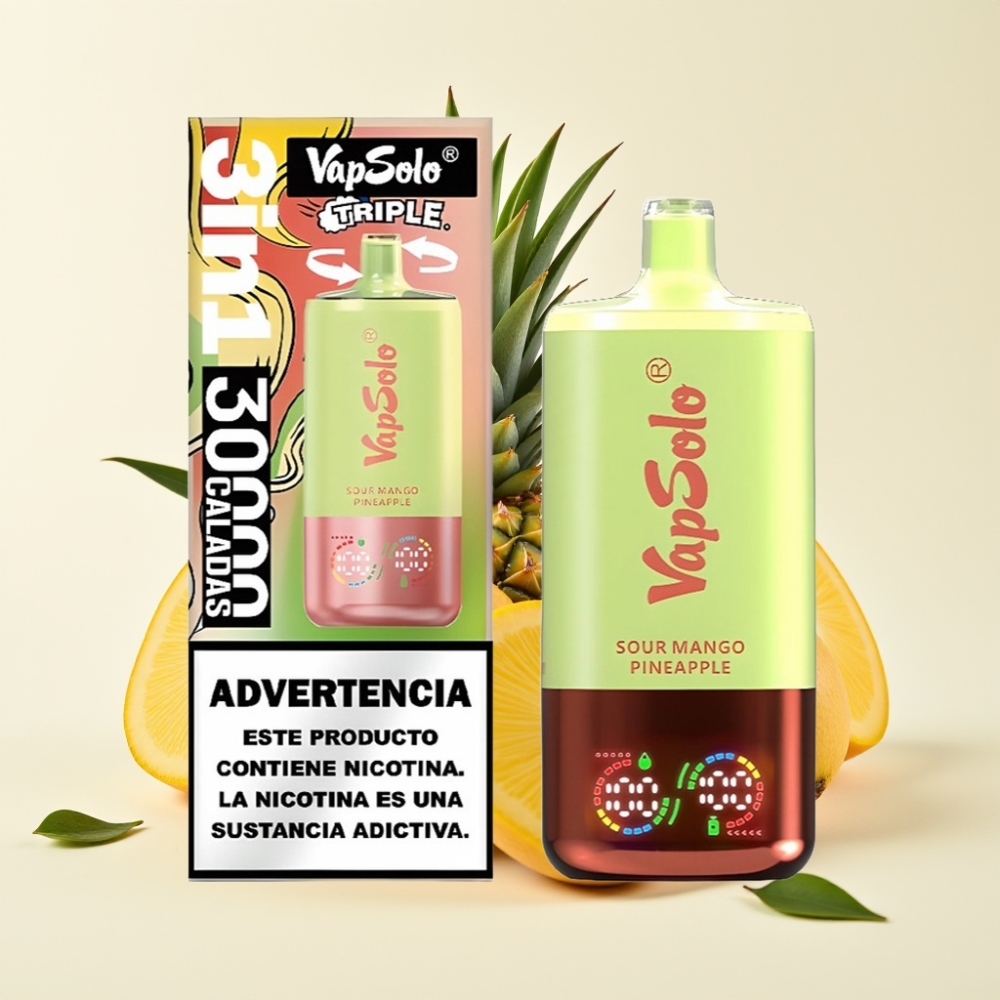 Vapsolo Triple 30000 Puffs Disposable Vape Mango Piña Ácida 40ml