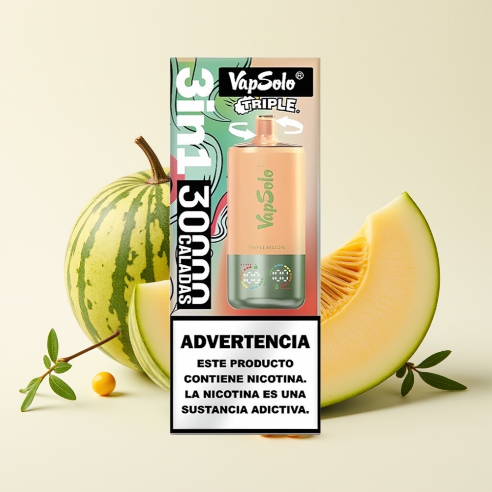 Vapsolo Triple 30000 Puffs Vape Triple Melón 40ml Tipo-C