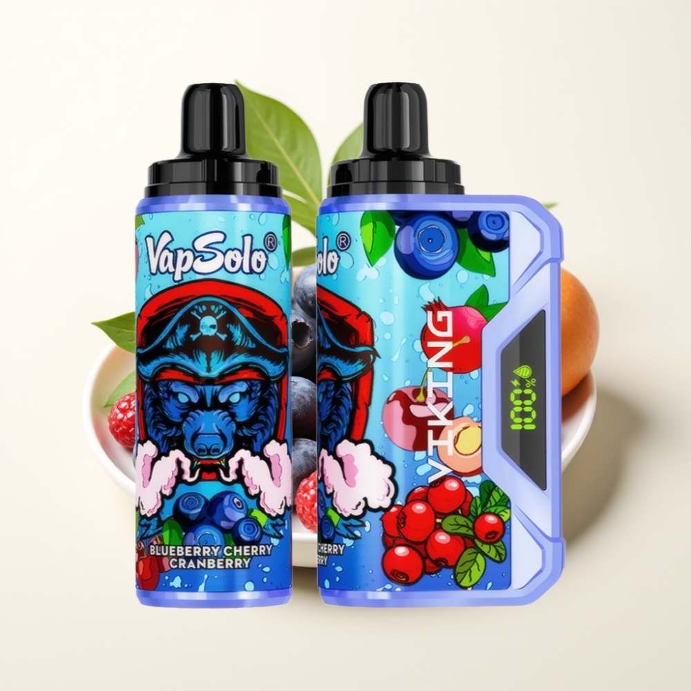 VapSolo VIKING 12000 Puffs Desechable Vape Arándano Cereza Azul con pantalla LED