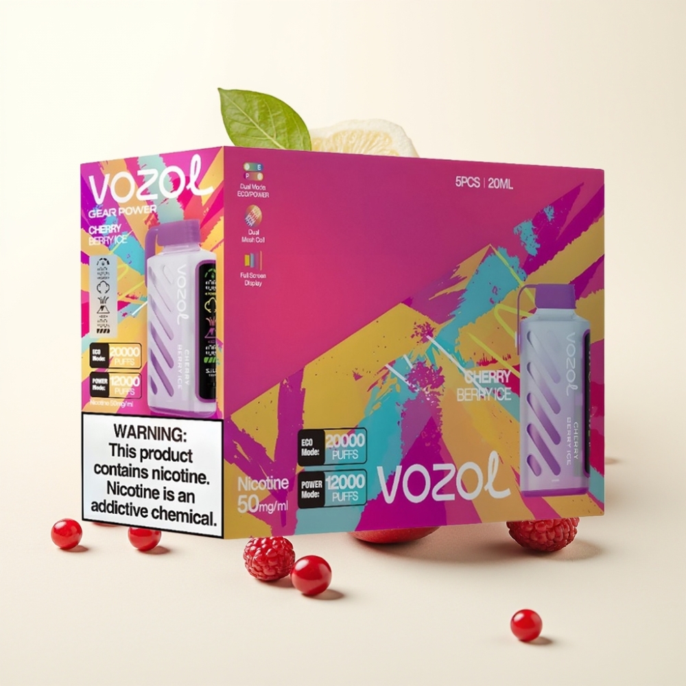 VOZOL Gear Power 20000 Puffs Cereza Baya Helada S.i.L.C. Tech 20mL