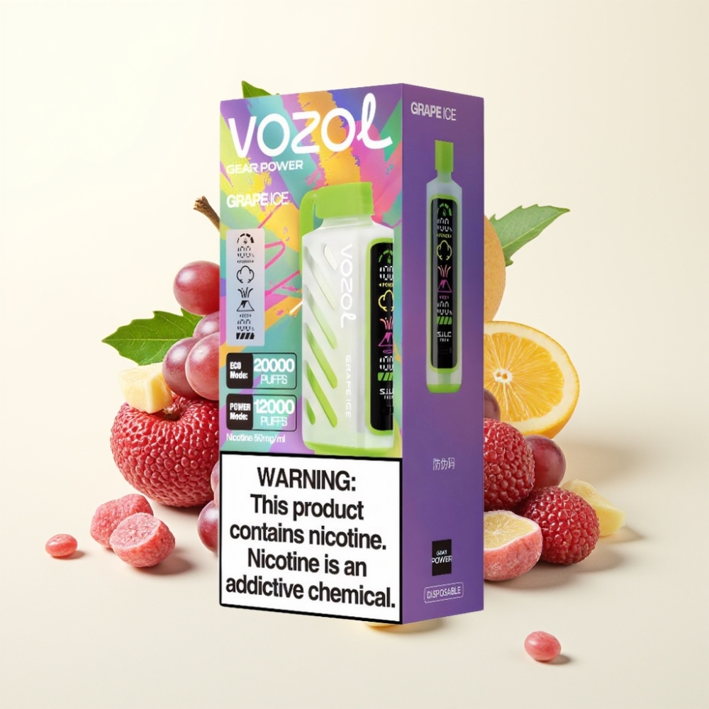 VOZOL Gear Power 20000 Puffs Desechable Uva Hielo Pantalla Completa