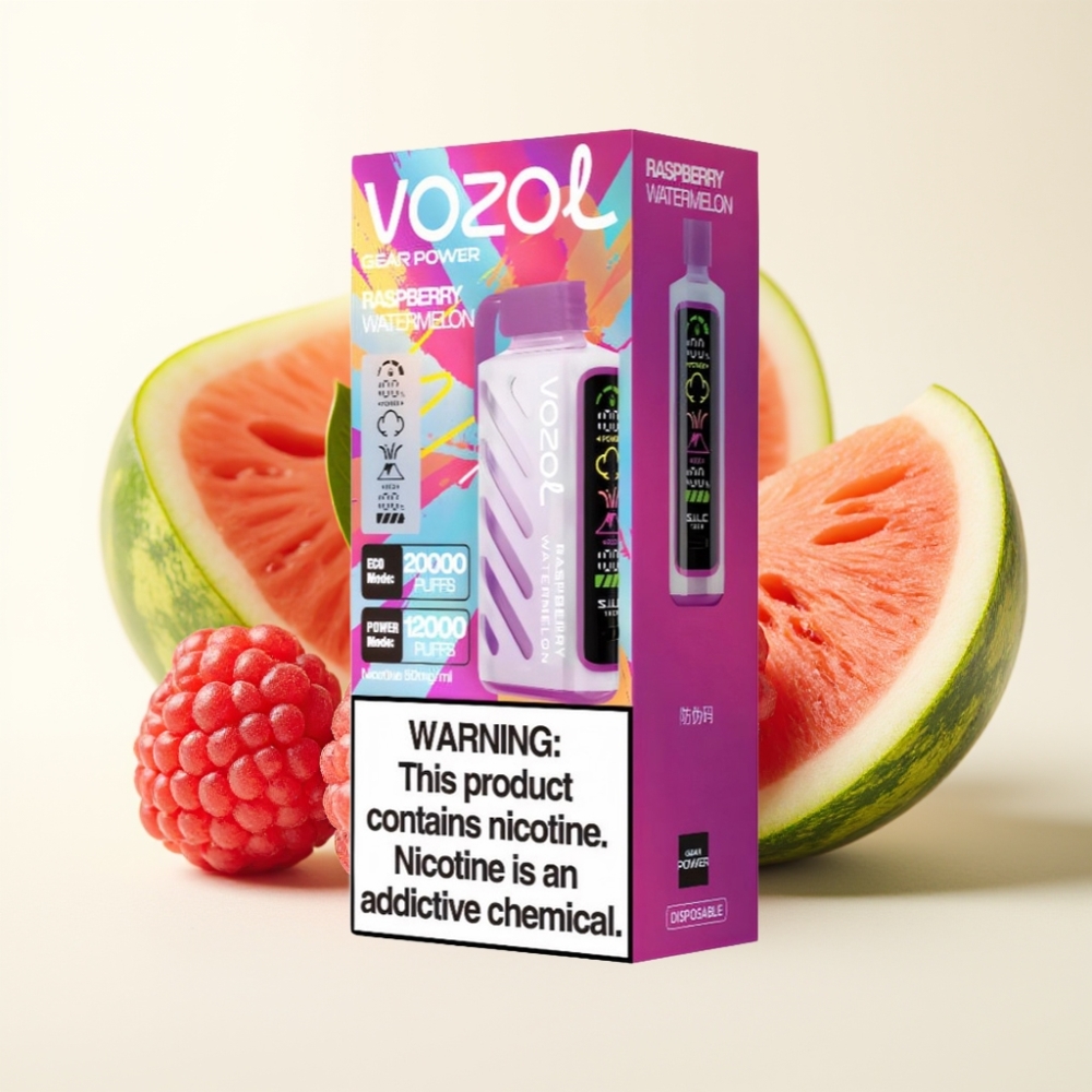 VOZOL Gear Power 20000 Puffs Frambuesa Sandía Pantalla Completa Dual Mesh Coil