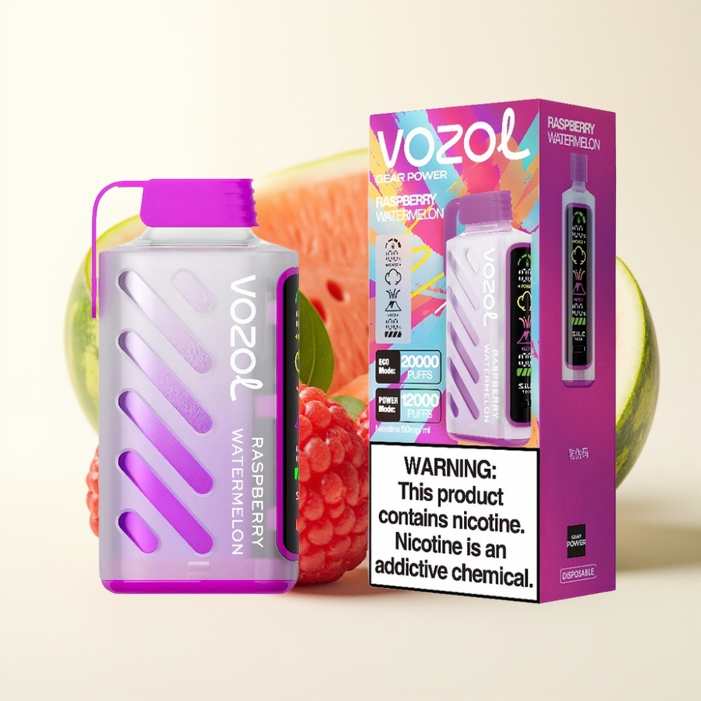 VOZOL Gear Power 20000 Puffs Frambuesa Sandía Pantalla Completa Dual Mesh Coil