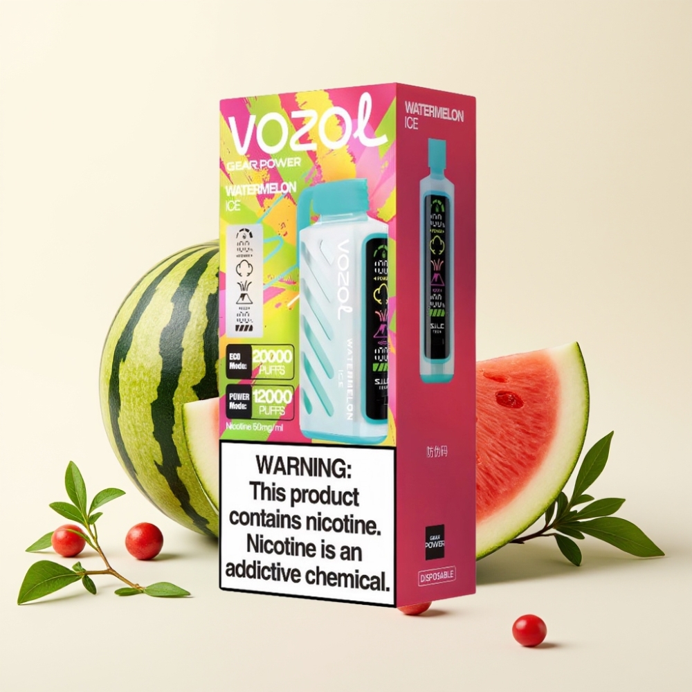 VOZOL Gear Power 20000 Puffs Sandía Helada Pantalla Completa Dual Mesh Coil