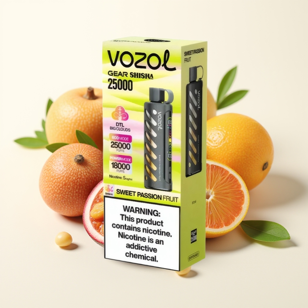 VOZOL Gear Shisha 25000 Puffs Dulce Fruta de la Pasión Dual Mesh Modos