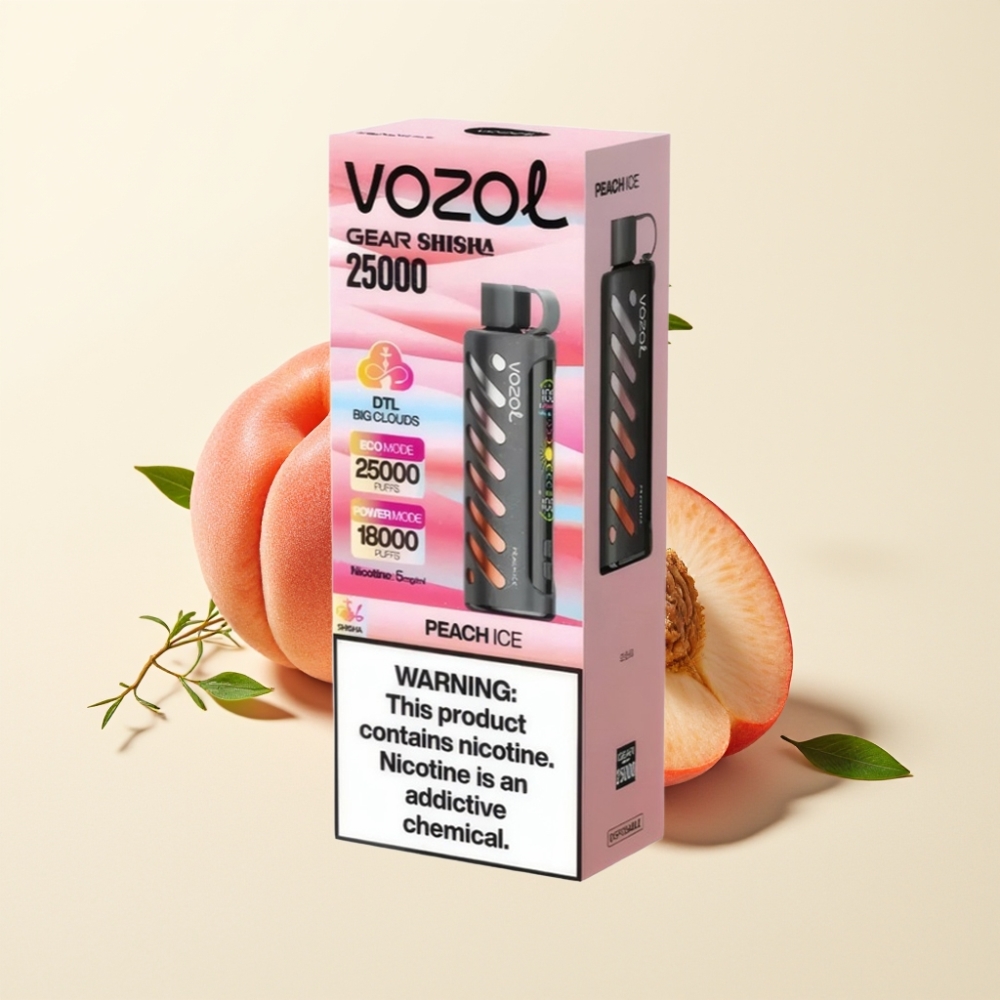 VOZOL Gear Shisha 25000 Puffs Durazno Hielo Dual Mesh 1000mAh