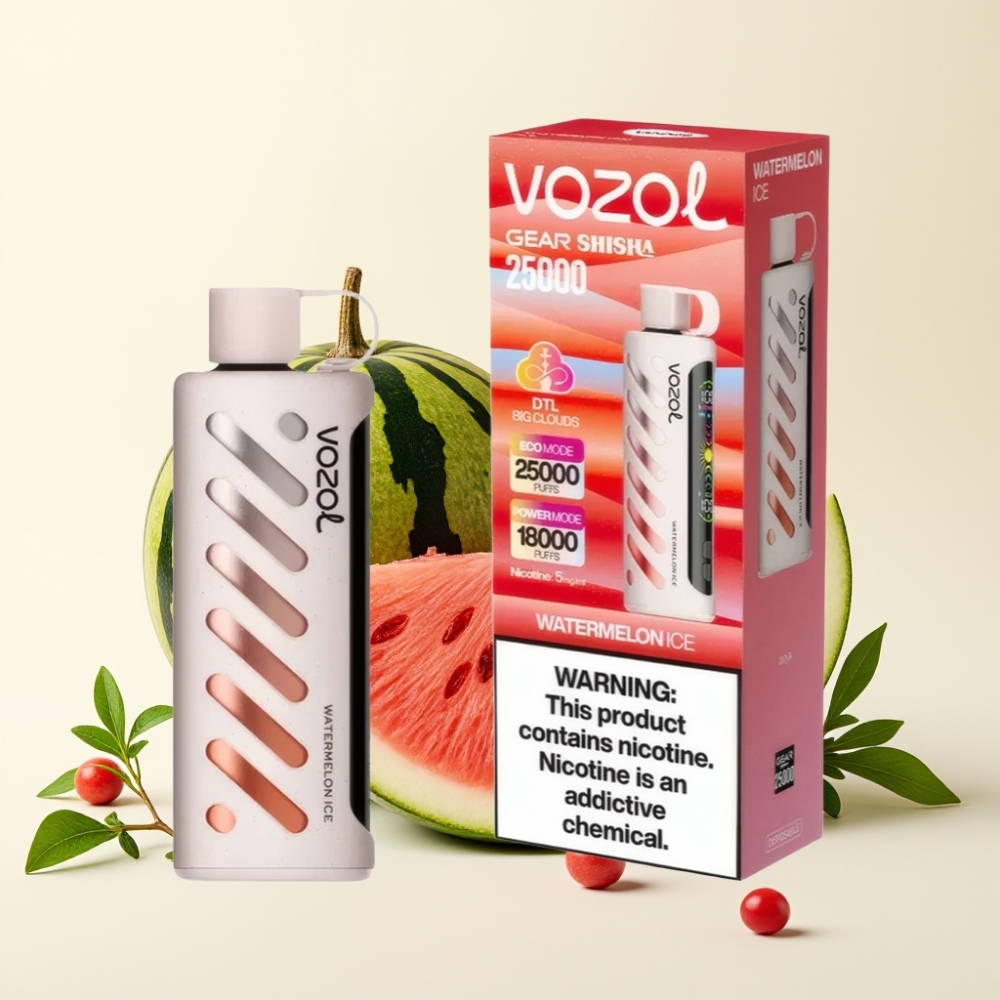 VOZOL Gear Shisha 25000 Puffs Sabor Sandía Helada Dual Mesh 1000mAh