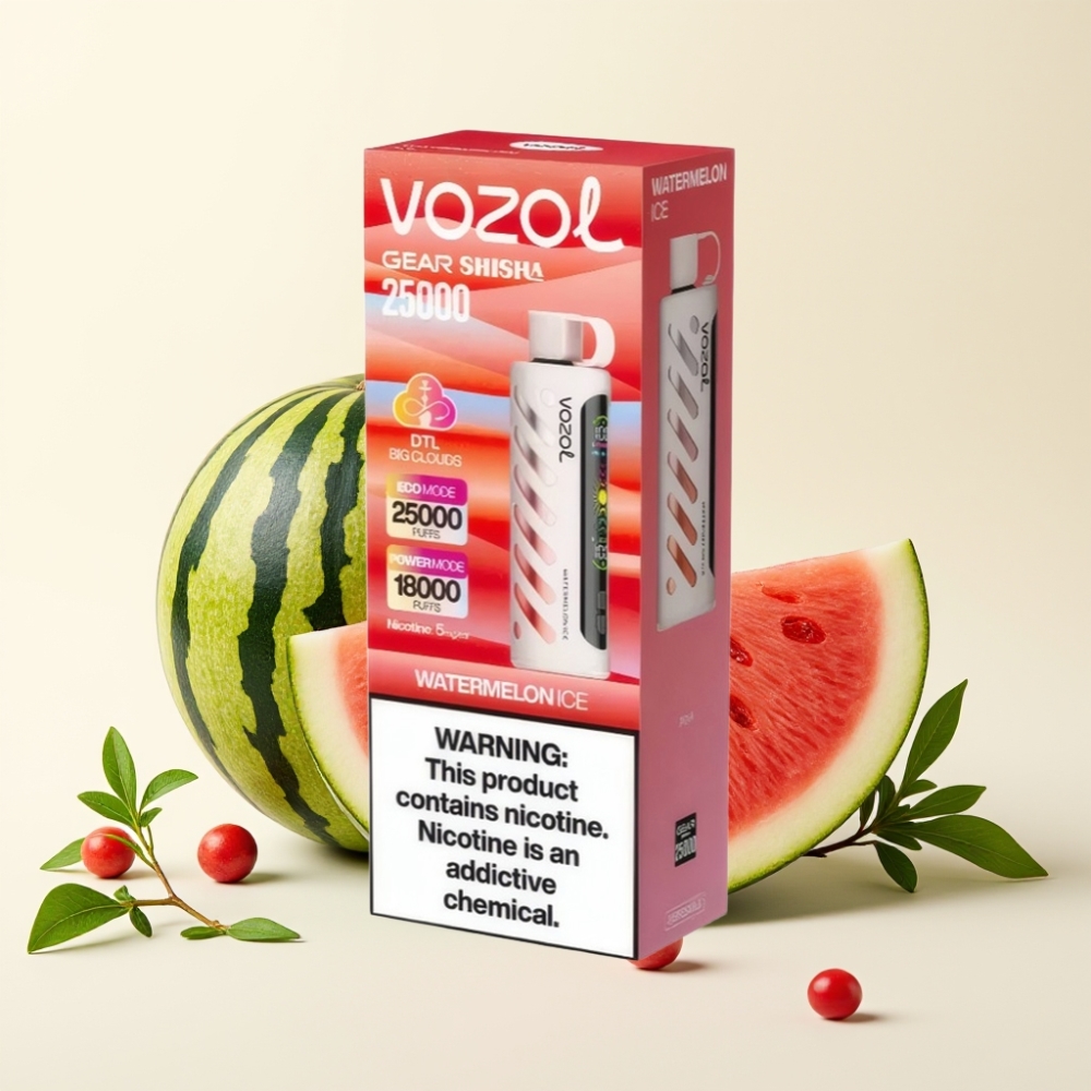 VOZOL Gear Shisha 25000 Puffs Sabor Sandía Helada Dual Mesh 1000mAh
